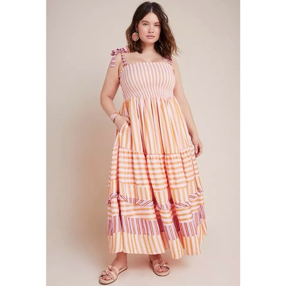 NEW Anthropologie DOLAN Caroline Tiered Maxi Dress Stripe - Picture 1 of 9